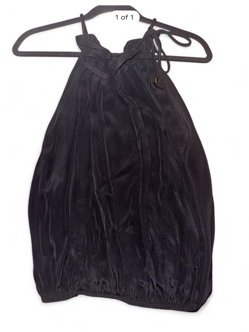 Alexis 100% Silk Black Ruched Sleeveless Tank Top